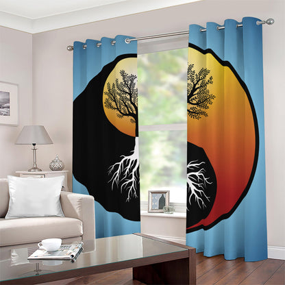 Yin Yang Tree Of Life Print Blackout Grommet Curtains