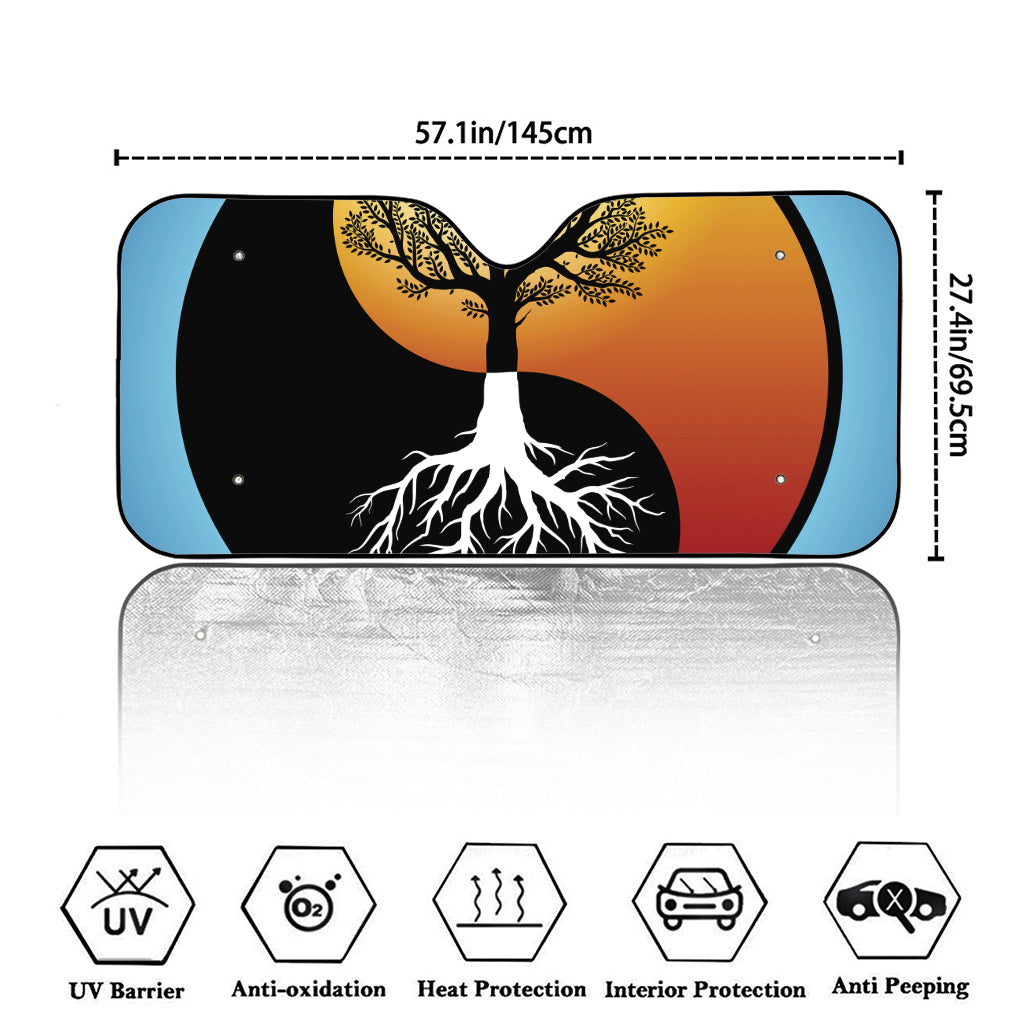 Yin Yang Tree Of Life Print Car Windshield Sun Shade