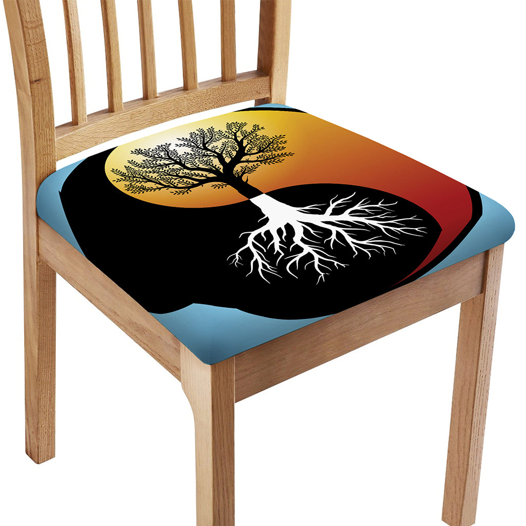 Yin Yang Tree Of Life Print Chair Cushion Cover