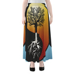 Yin Yang Tree Of Life Print Chiffon Maxi Skirt