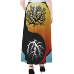 Yin Yang Tree Of Life Print Chiffon Maxi Skirt