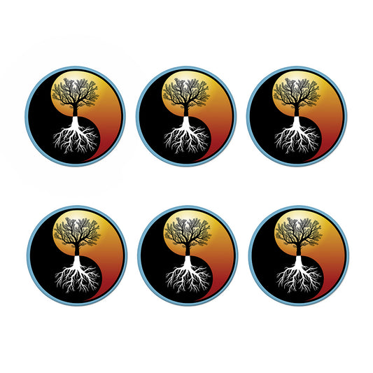 Yin Yang Tree Of Life Print Coaster Set