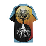 Yin Yang Tree Of Life Print Cotton Hawaiian Shirt