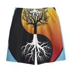 Yin Yang Tree Of Life Print Cotton Shorts