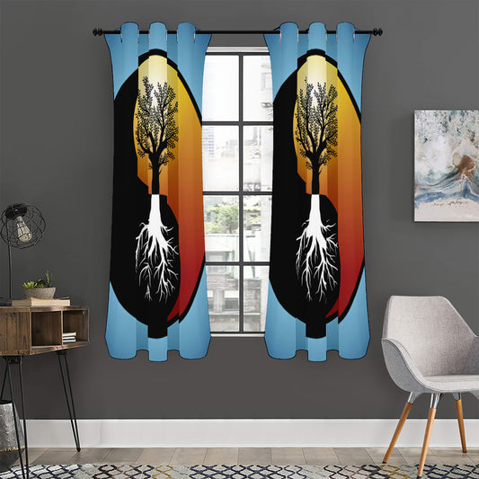 Yin Yang Tree Of Life Print Curtain