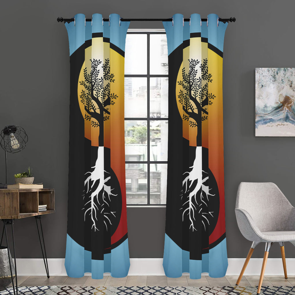 Yin Yang Tree Of Life Print Curtain