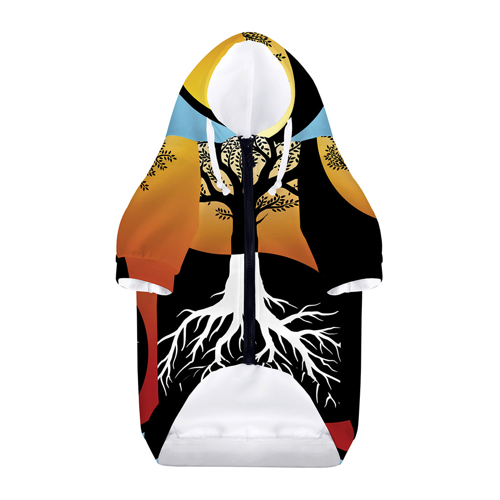 Yin Yang Tree Of Life Print Dog Zip Up Hoodie