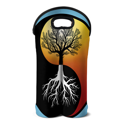 Yin Yang Tree Of Life Print Double Neoprene Wine Tote