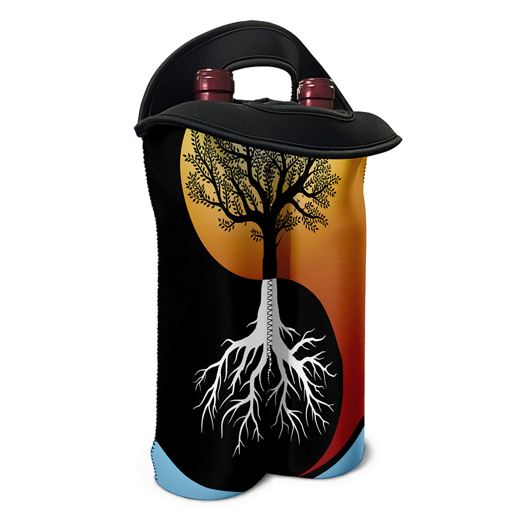 Yin Yang Tree Of Life Print Double Neoprene Wine Tote