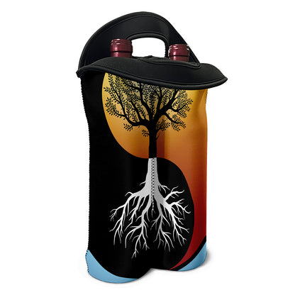 Yin Yang Tree Of Life Print Double Neoprene Wine Tote