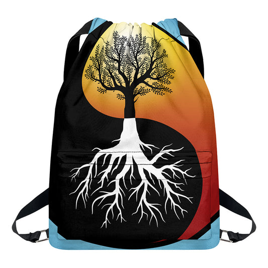 Yin Yang Tree Of Life Print Drawstring Backpack
