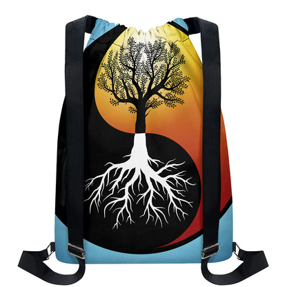 Yin Yang Tree Of Life Print Drawstring Backpack