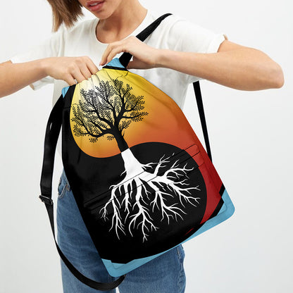 Yin Yang Tree Of Life Print Drawstring Backpack