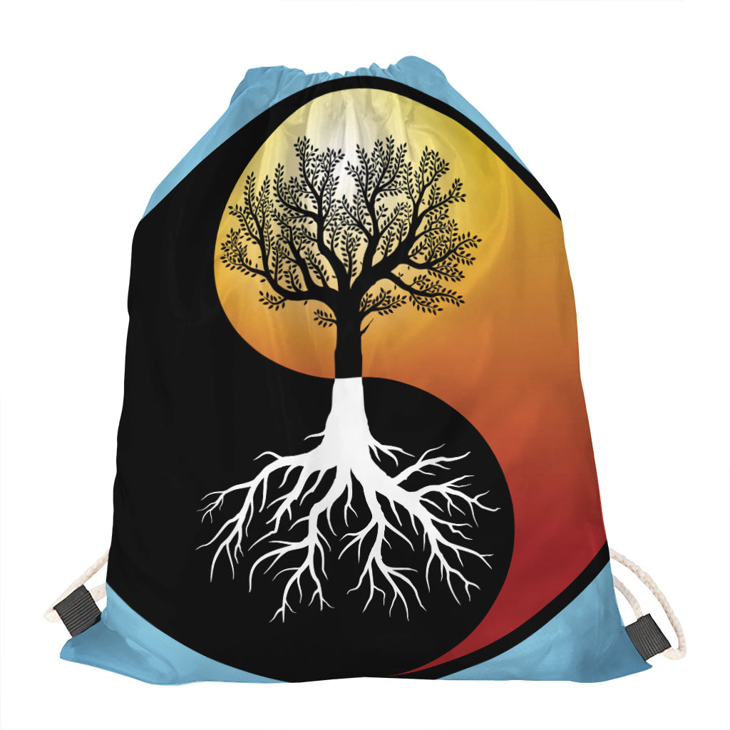 Yin Yang Tree Of Life Print Drawstring Bag