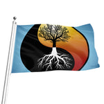 Yin Yang Tree Of Life Print Flag