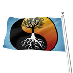 Yin Yang Tree Of Life Print Flag