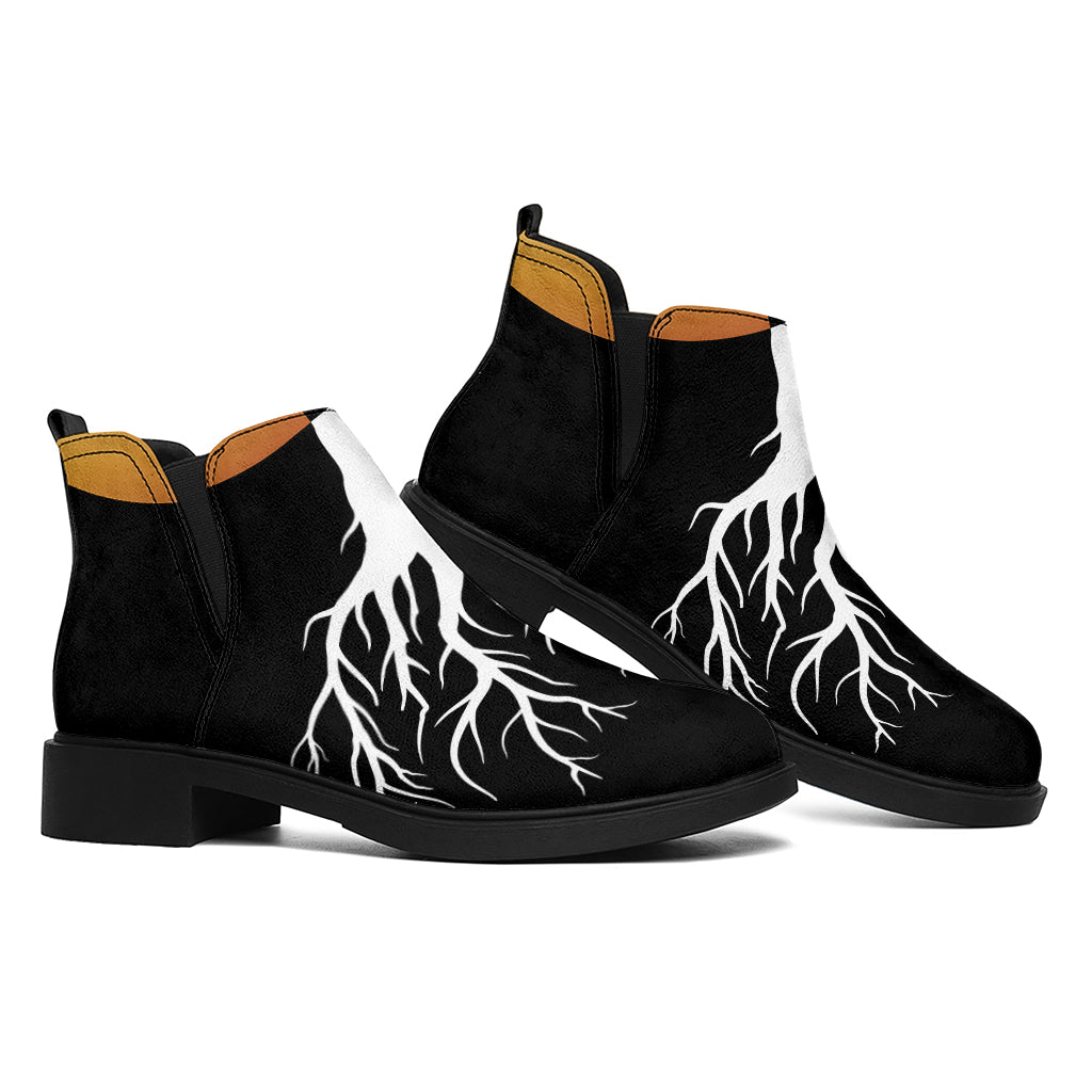 Yin Yang Tree Of Life Print Flat Ankle Boots