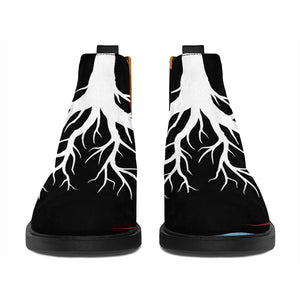 Yin Yang Tree Of Life Print Flat Ankle Boots