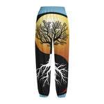 Yin Yang Tree Of Life Print Fleece Lined Knit Pants