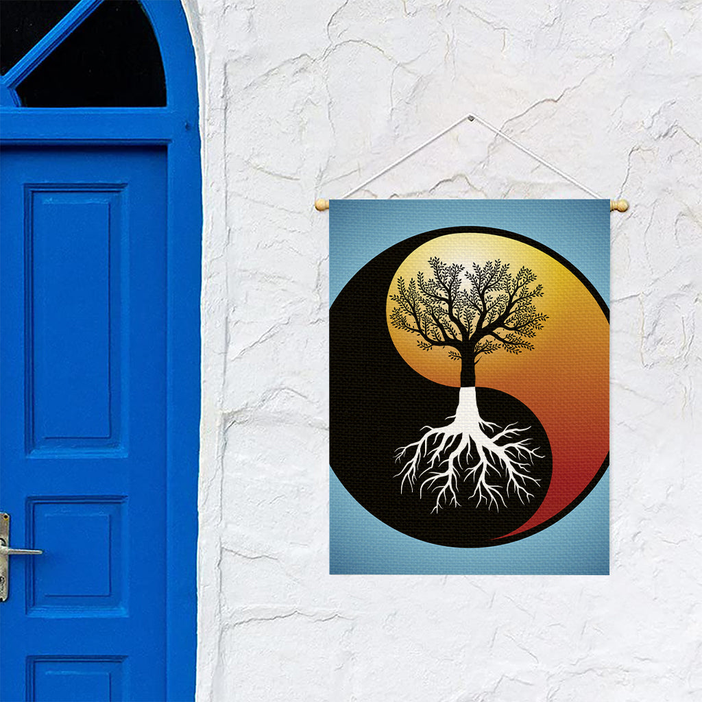 Yin Yang Tree Of Life Print Garden Flag