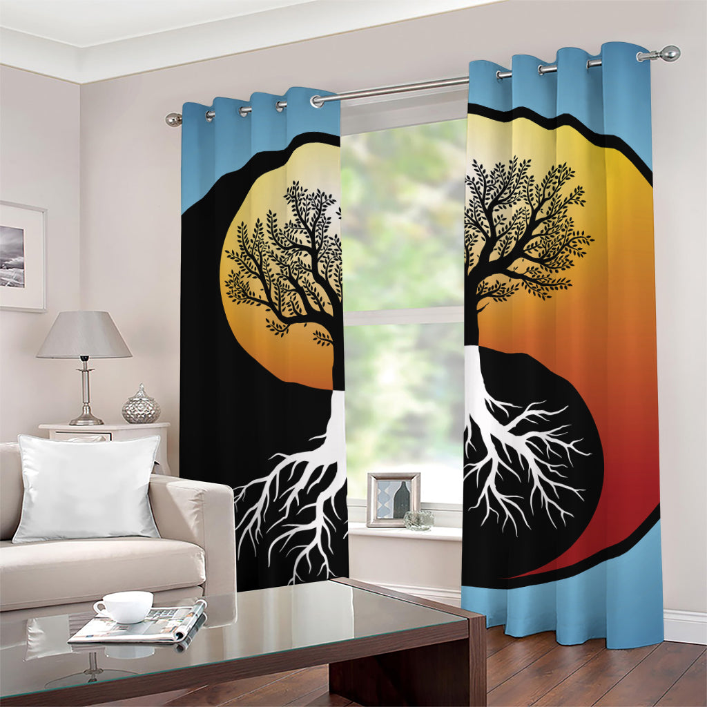 Yin Yang Tree Of Life Print Grommet Curtains