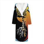 Yin Yang Tree Of Life Print Hooded Bathrobe