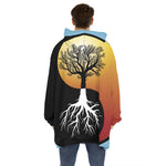 Yin Yang Tree Of Life Print Hoodie Blanket