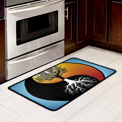 Yin Yang Tree Of Life Print Kitchen Mat