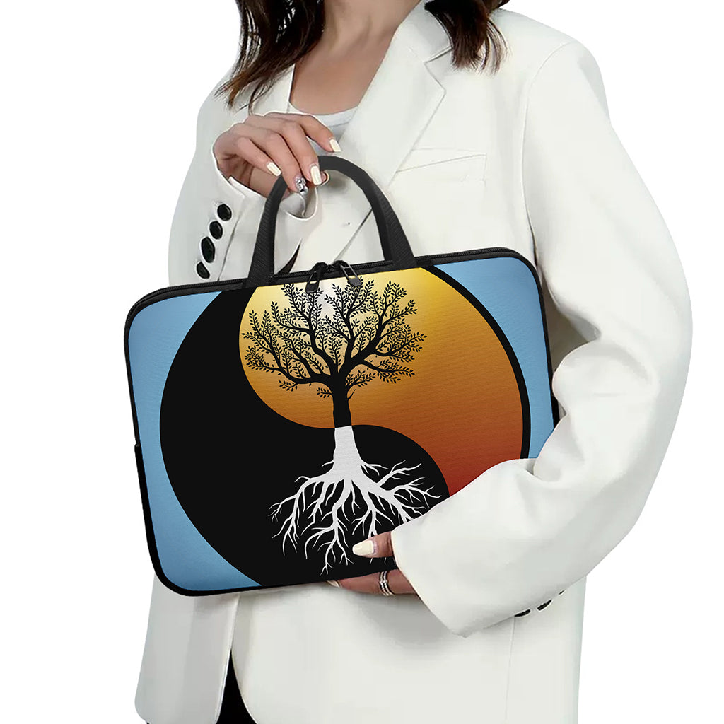 Yin Yang Tree Of Life Print Laptop Sleeve With Handle