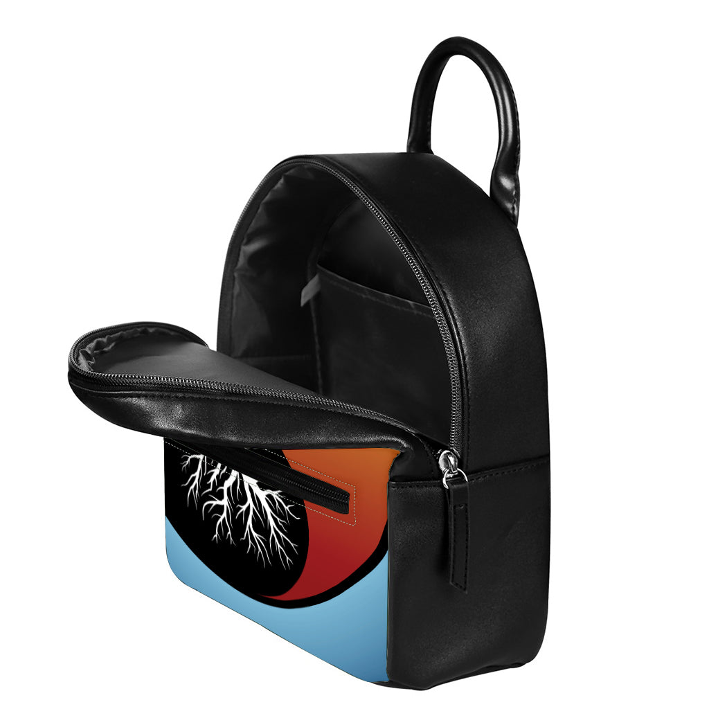 Yin Yang Tree Of Life Print Leather Backpack