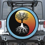 Yin Yang Tree Of Life Print Leather Spare Tire Cover