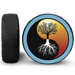Yin Yang Tree Of Life Print Leather Spare Tire Cover