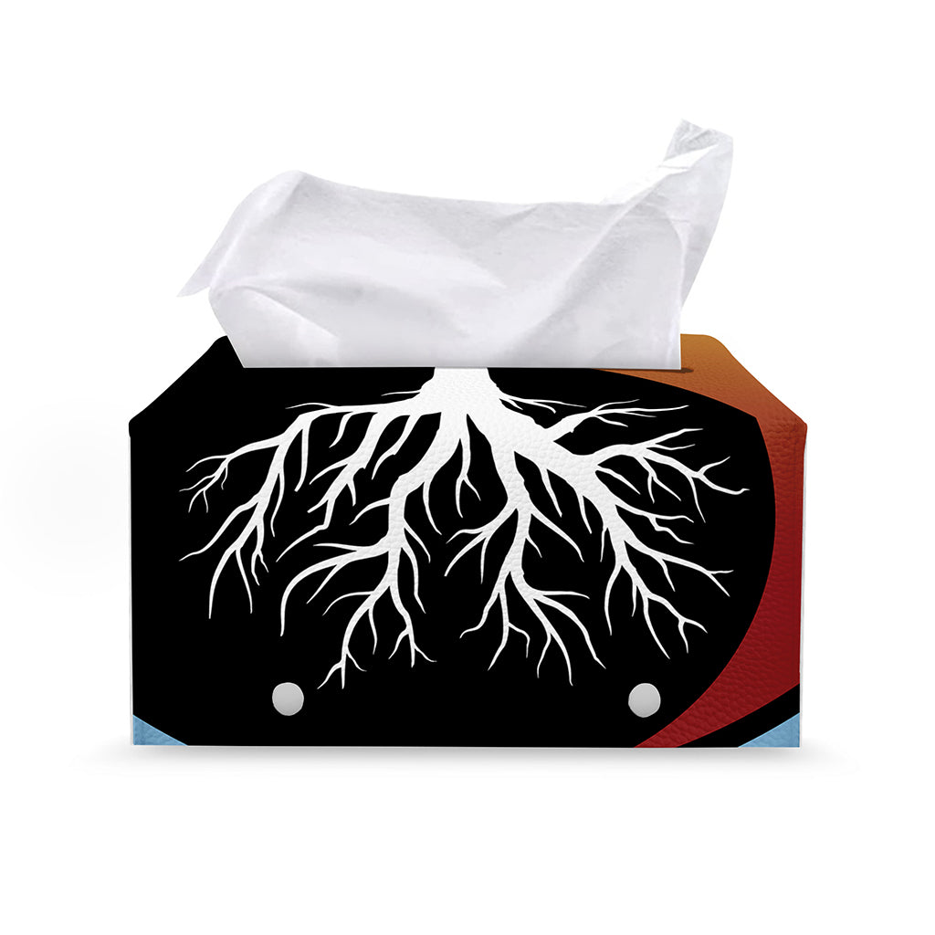 Yin Yang Tree Of Life Print Leather Tissue Box Cover