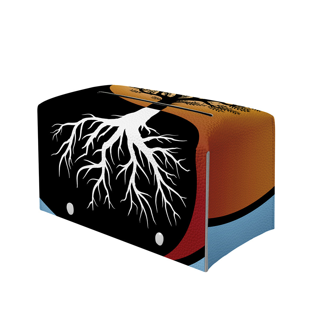 Yin Yang Tree Of Life Print Leather Tissue Box Cover