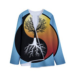 Yin Yang Tree Of Life Print Long Sleeve Short Coat