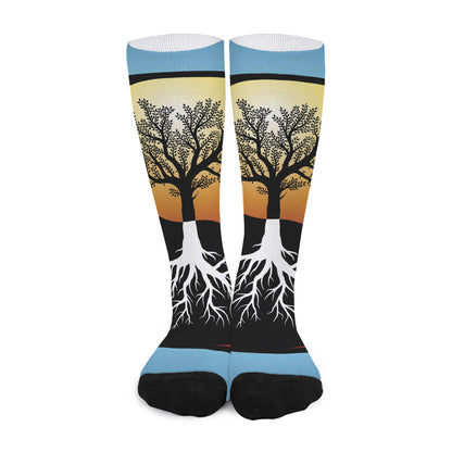 Yin Yang Tree Of Life Print Long Socks