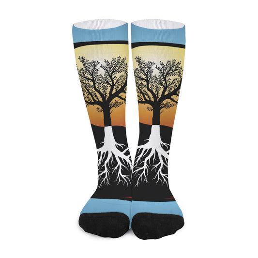 Yin Yang Tree Of Life Print Long Socks