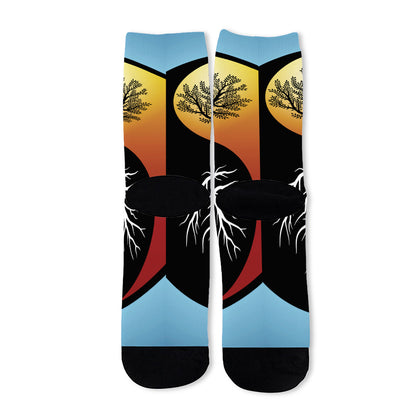 Yin Yang Tree Of Life Print Long Socks