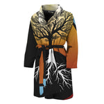 Yin Yang Tree Of Life Print Men's Bathrobe