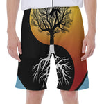 Yin Yang Tree Of Life Print Men's Beach Shorts