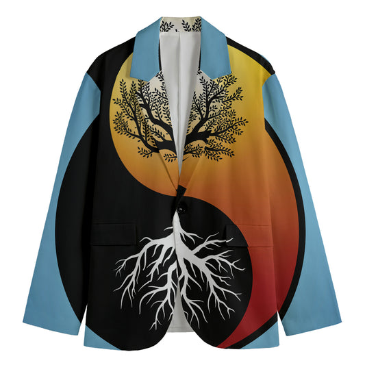 Yin Yang Tree Of Life Print Men's Blazer