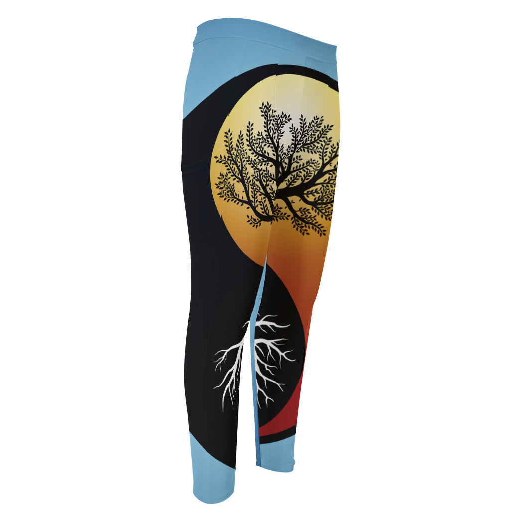 Yin Yang Tree Of Life Print Men's Compression Pants