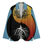 Yin Yang Tree Of Life Print Men's Cotton Blazer