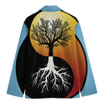 Yin Yang Tree Of Life Print Men's Cotton Blazer