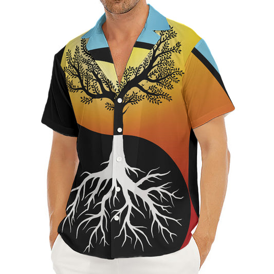 Yin Yang Tree Of Life Print Men's Deep V-Neck Shirt