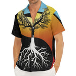Yin Yang Tree Of Life Print Men's Deep V-Neck Shirt