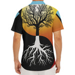 Yin Yang Tree Of Life Print Men's Deep V-Neck Shirt