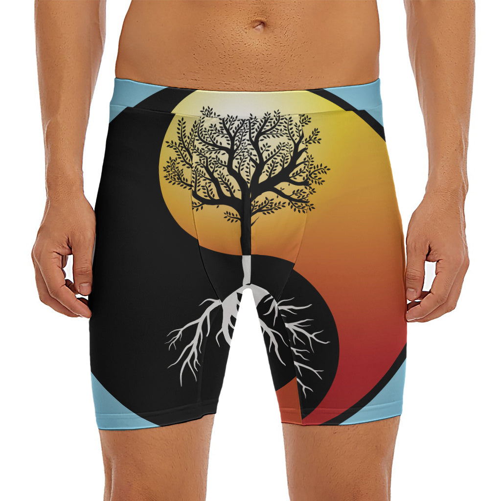 Yin Yang Tree Of Life Print Men's Long Boxer Briefs