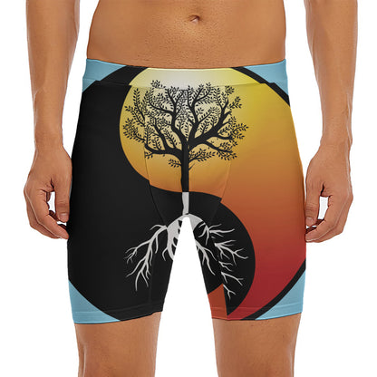 Yin Yang Tree Of Life Print Men's Long Boxer Briefs