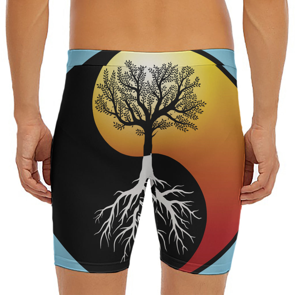 Yin Yang Tree Of Life Print Men's Long Boxer Briefs